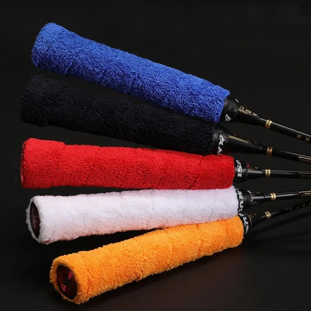 Badminton Court - プロ吸汗性オーバーグリップコットンタオルグリップテープ、テニスバドミントンラケット用、滑り止めコントロールラップ、1パックあたり