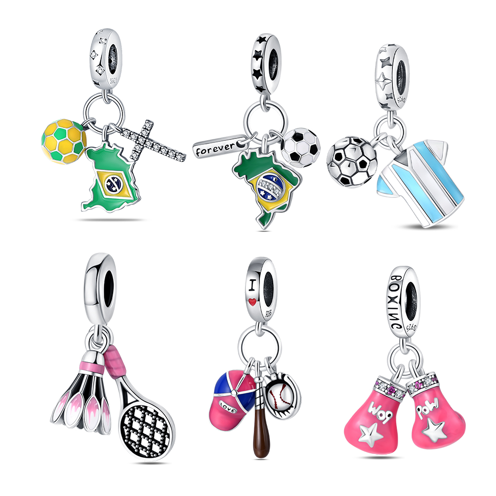 メッキ925シルバー製スポーツバドミントンチャーム、オリジナ - Badminton Date のレビューと価格