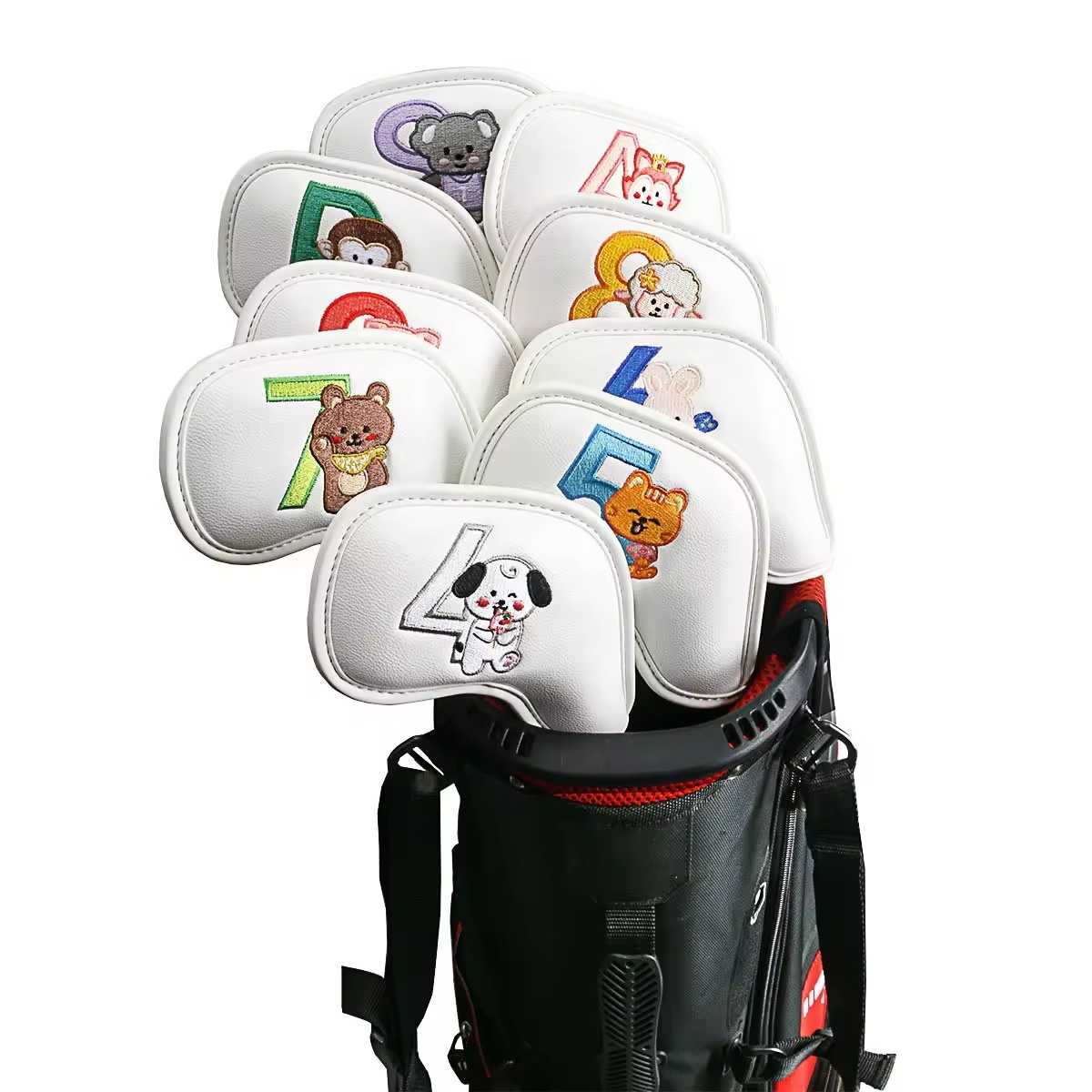 9個入りのかわいい漫画風動物ゴルフアイアンヘッドカバー、PU - Badminton Club のレビューと価格